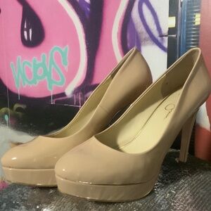 Jessica Simpson Waleo Nude Patent Leather Platform Pump Size 11